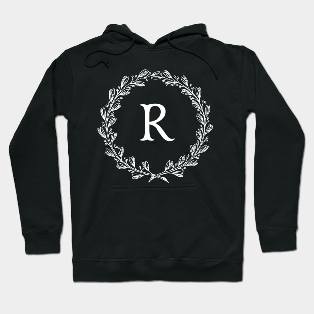 Beautiful Letter R Alphabet Initial Monogram Wreath Hoodie by anonopinion